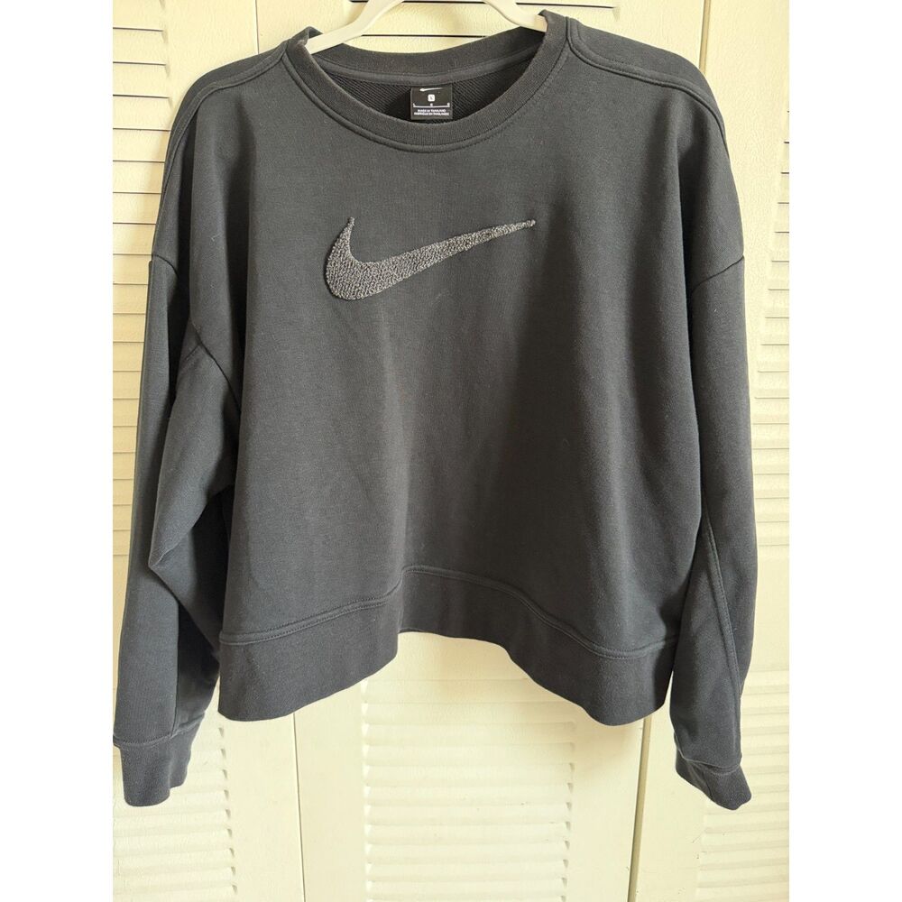 Nike Women’s Black Crewneck Sweatshirt Size L | Textured Swoosh Logo